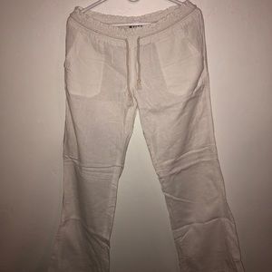 ROXY white linen pants